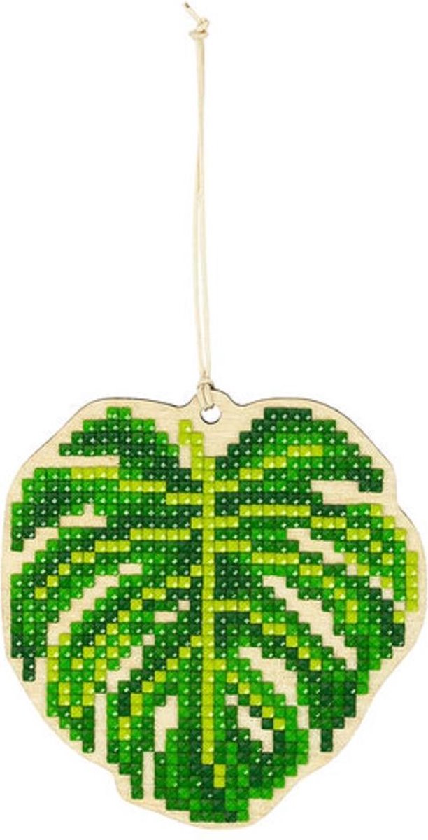 Diamond Painting Freyja Crystal Wooden Pendant | Green Leaf